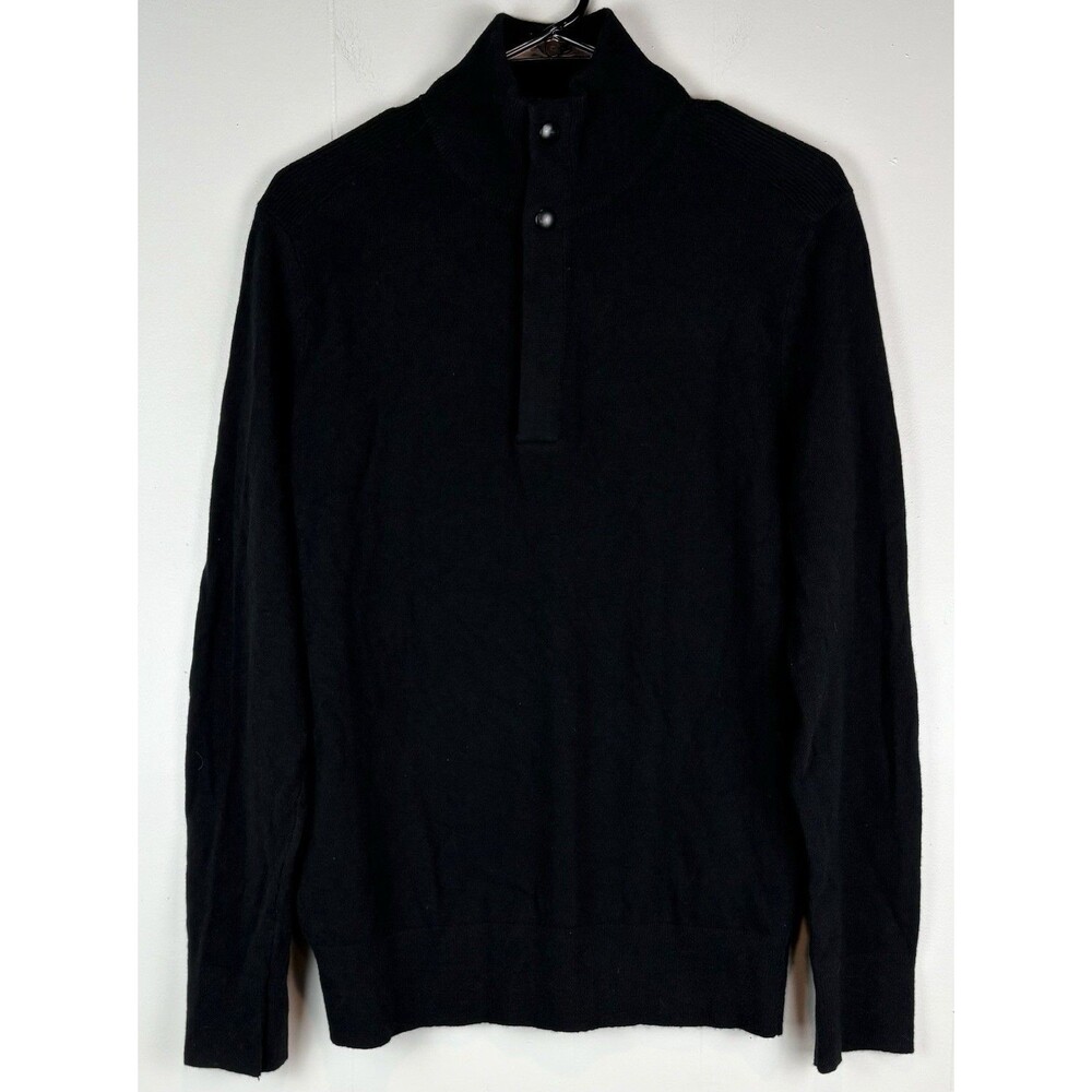 Banana Republic Men's Sweater Merino Wool Blend Black Quarter Zip Medium